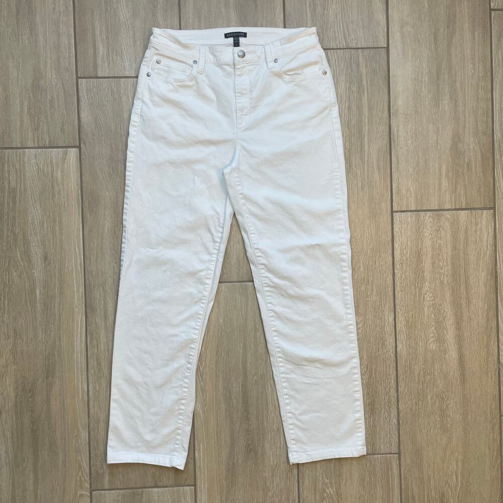 Eileen Fisher Jeans Womens 4 White Organic Cotton Straight Leg Minimalist